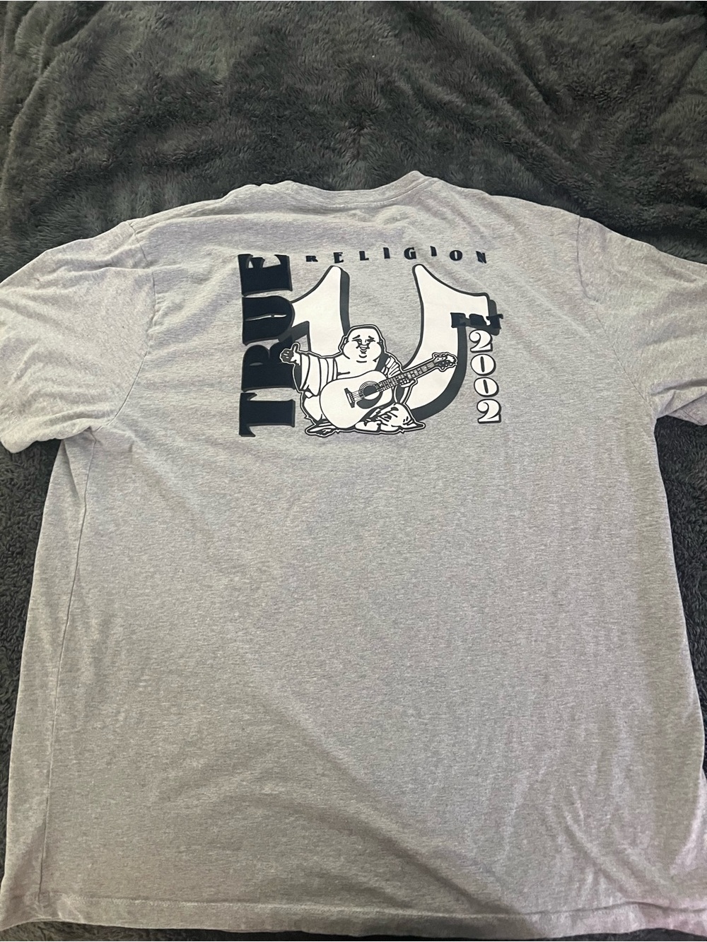 True Religion Light Gray Crewneck Tee with Black Interior Logo